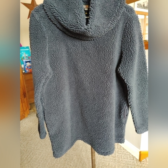 LLBean Signature Sherpa Cowl Neck Pullover SZ.Med Blue - Picture 6 of 8